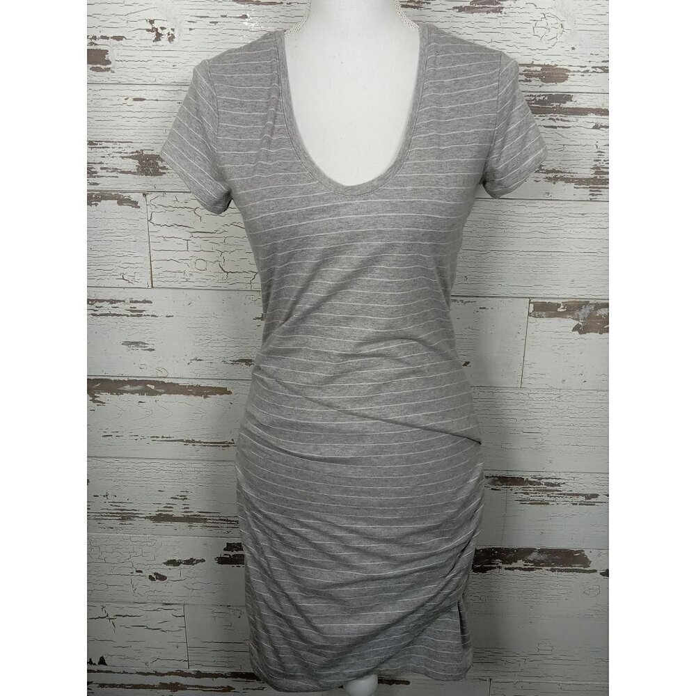 ATHLETA Central Stripe Dress Gray/White Sz S #45054 NWOT